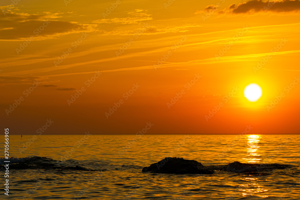 very beautiful sunset on the sea
