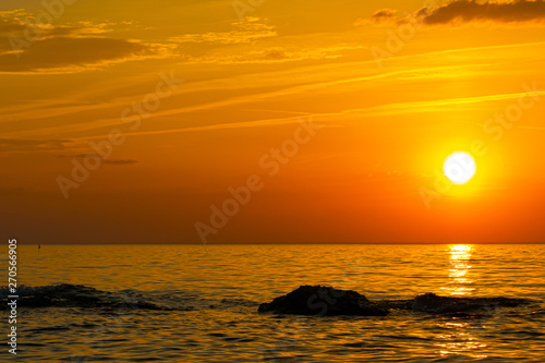 very beautiful sunset on the sea