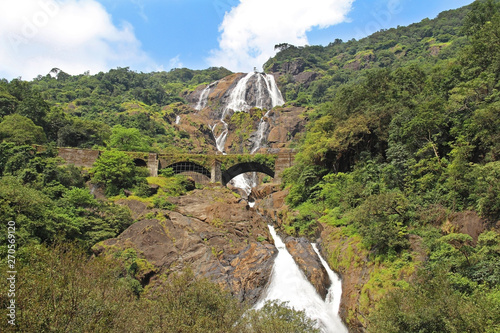 Dudhsagar falls. Waterfall. Bhagwan Mahavir Wildlife Sanctuary. GOA, India.