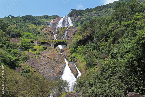 Dudhsagar falls. Waterfall. Bhagwan Mahavir Wildlife Sanctuary. GOA, India.