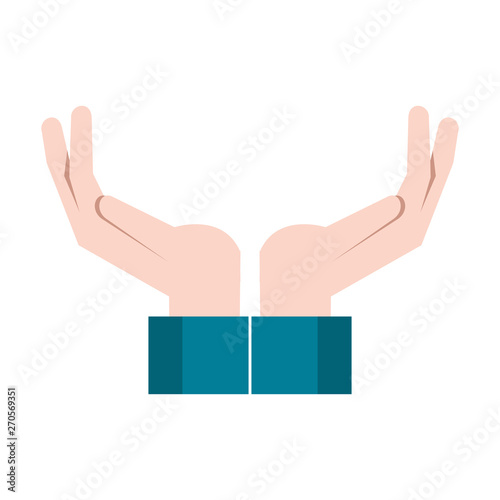 Hands open up cartoon isolated Vector illustration