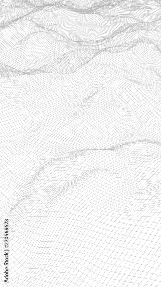 Abstract landscape on a white background. Cyberspace grid. hi tech network. 3d illustration Abstract landscape on a white background. Cyberspace grid. hi tech network. 3d illustration