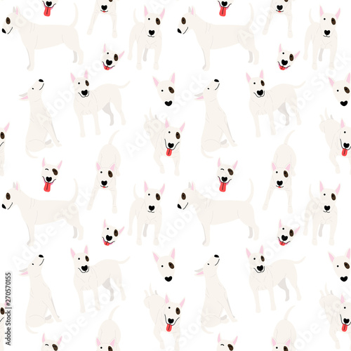 bull terrier in action,seamless pattern