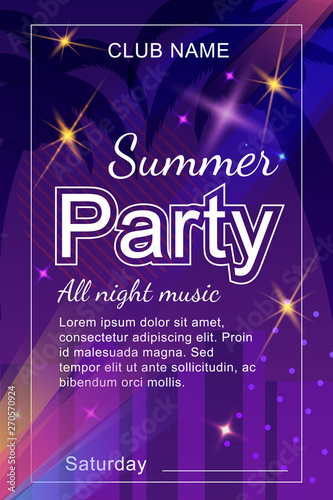 Invitation Flyer for Summer Party in Nightclub