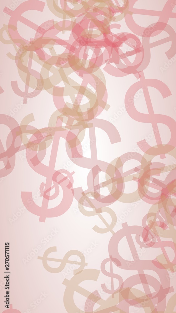Multicolored translucent dollar signs on white background. Red tones. 3D illustration Multicolored translucent dollar signs on white background. Red tones. 3D illustration