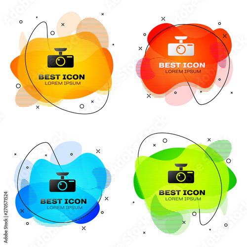 Black Car DVR icon isolated. Car digital video recorder icon. Set of liquid color abstract geometric shapes. Vector Illustration