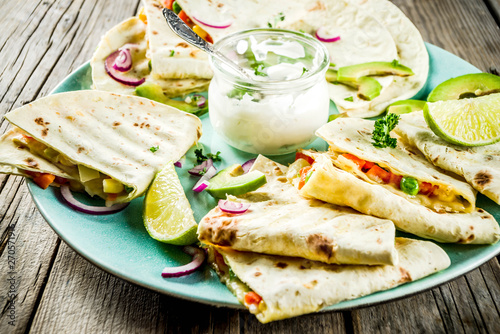 mexican quesadilla with white sauce photo