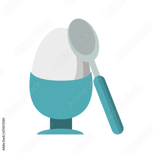 Hard boiled egg with spoon Vector illustration