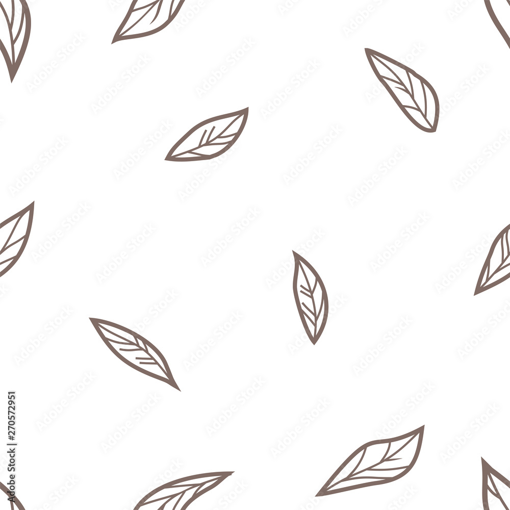 Vector illustration of tree leaves on white background. Seamless pattern of classic style. Flat design for design and textile products