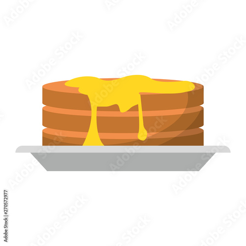 Pancakes with syrup on dish Vector illustration