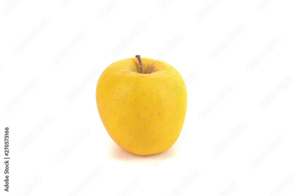 close up of yellow apple on white background with clipping path.