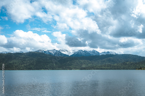 panoramic view Mountains and lake