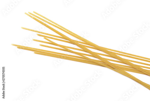 Integral spaghetti, pasta isolated on white, top view 