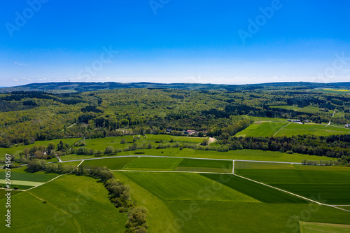 Aerial view  agriculture with cereal fields and rapeseed cultivation  Usingen  Schwalbach  Hochtaunuskreis  Hesse  Germany