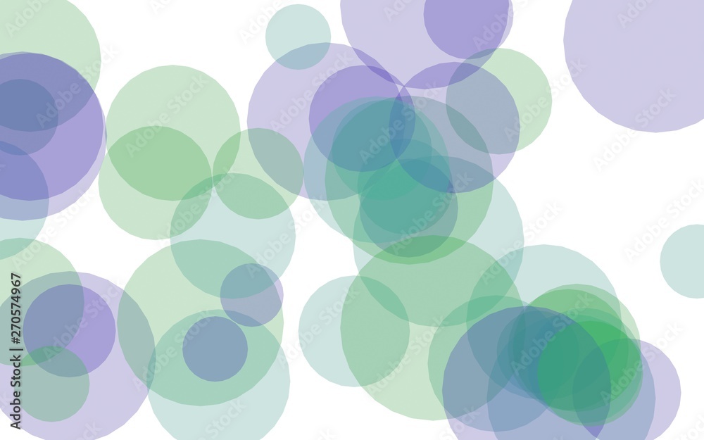 Multicolored translucent circles on a white background. Green tones. 3D illustration Multicolored translucent circles on a white background. Green tones. 3D illustration