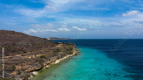 Aerial view over a beautiful beach near Soto - Curaçao/Caribbean /Dutch Antilles