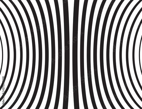 Vector illustration of curved black lines on white background. Abstraction illusion is an optical illusion. Picture for stylish design layouts.
