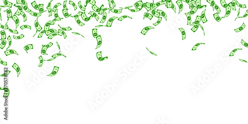 American dollar notes falling. Sparse USD bills on