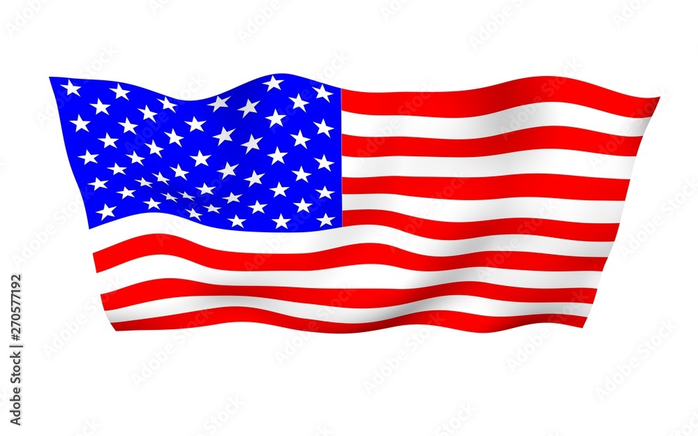Obraz premium Waving flag of the United States of America. Stars and Stripes. State symbol of the USA. 3D illustration