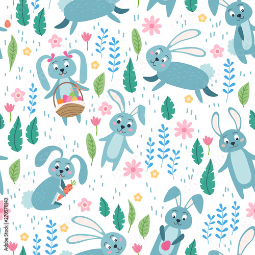 Rabbit forest Seamless Pattern. A Woodland animals