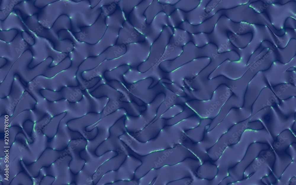 Graphic illustration - liquid pattern dark blue color. Modern abstract background. Design wallpaper. 3D illustration