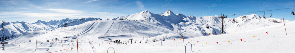 Skiers skiing in Carosello 3000 ski resort, Livigno, Italy, Europe