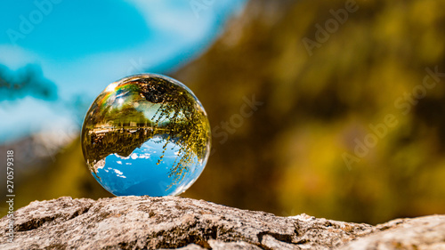Crystal ball alpine landscape shot at the famous Hintersee near Ramsau - Bavaria - Germany © Martin Erdniss
