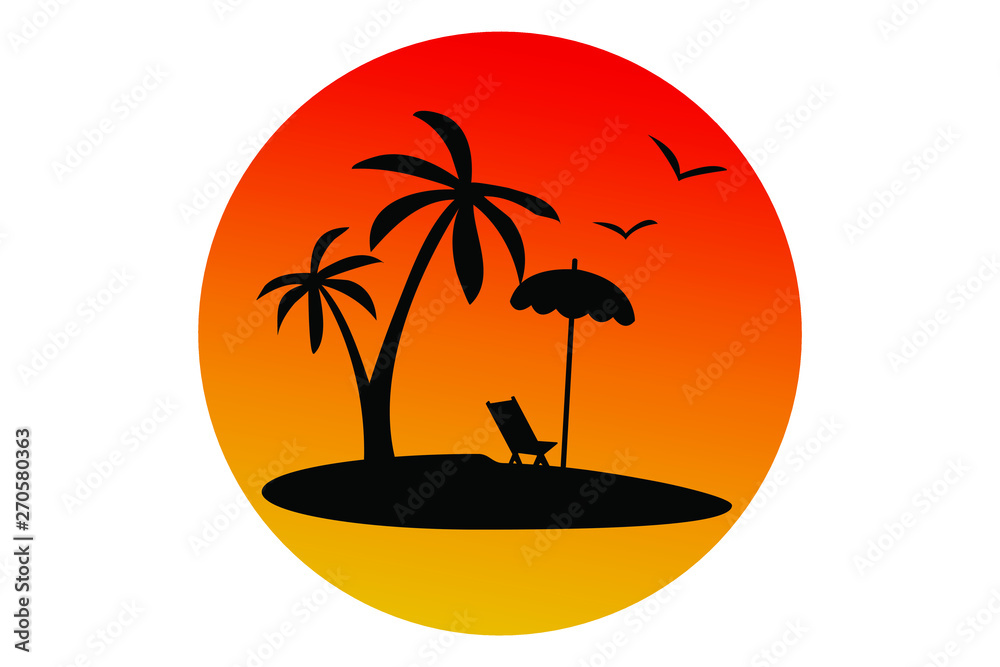 Tropical palm trees silhouette. Summer minimal background