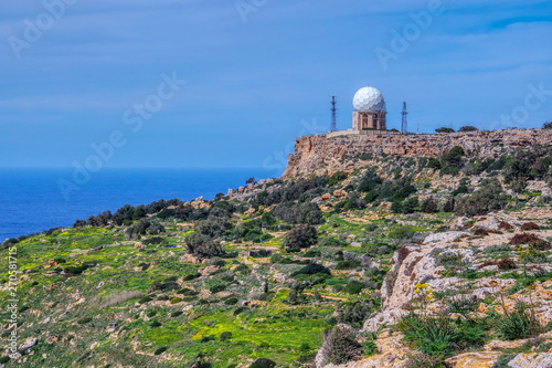 View over Dingli Cliffs and Aviation radar, Malta