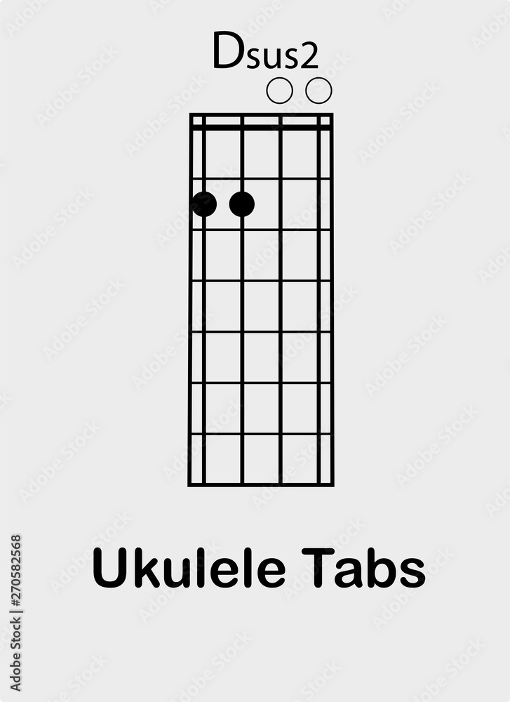 Vecteur Stock Ukulele chords D sus2 | Adobe Stock