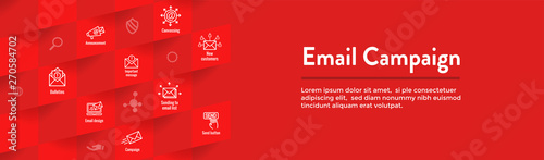 Email marketing campaigns icon set - web header banner