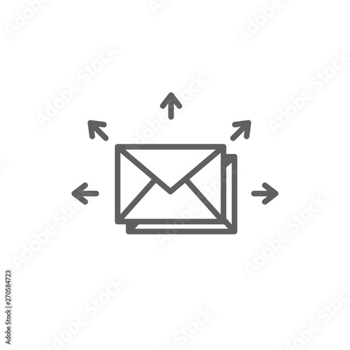 Email marketing campaigns icon with  envelope sent to multiple recipients