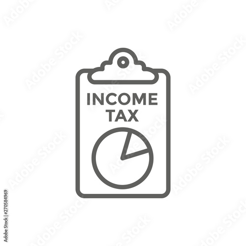 Tax concept with percentage paid, icon and income idea. Flat vector outline illustration.
