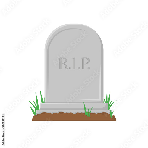 new gravestone with germinated grass in flat
