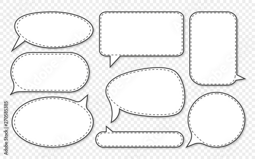set of comic speech bubbles with shadow