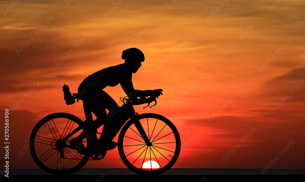 Fototapeta premium Cycling Silhouette on white background
