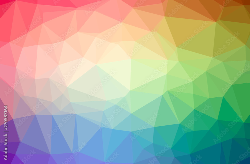 Illustration of abstract Green, Pink, Red, Yellow horizontal low poly background. Beautiful polygon design pattern.