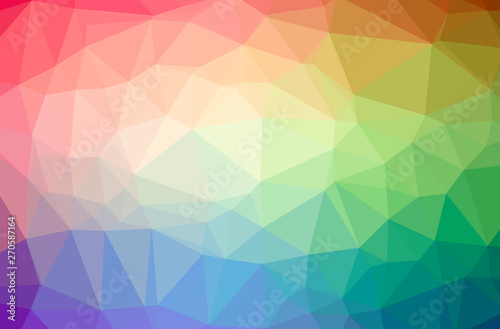 Illustration of abstract Green  Pink  Red  Yellow horizontal low poly background. Beautiful polygon design pattern.