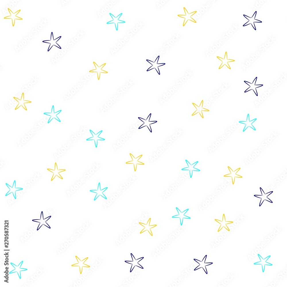 Seamless stars pattern blue and orange colors