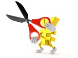Yen character holding scissors