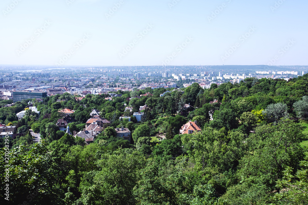 cityscape. houses and trees. green City. Hungary. Budapest