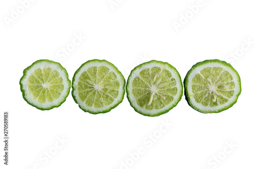 fresh green lime on white background