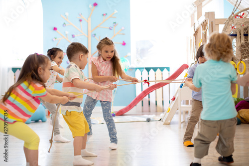 Children playing tug of war...