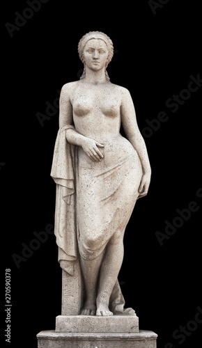 stone statue to a beautiful girl isolated
