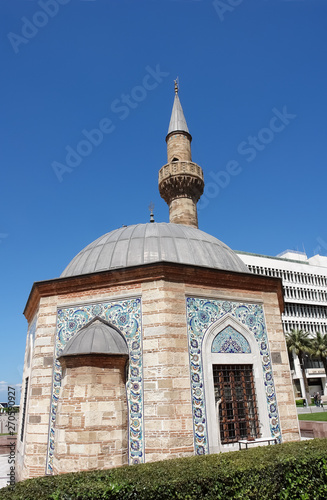 Old small mosque (Konak Camii) on the central Konak square in Izmir, Turkey.