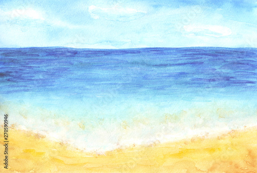 watercolor beach sea summer