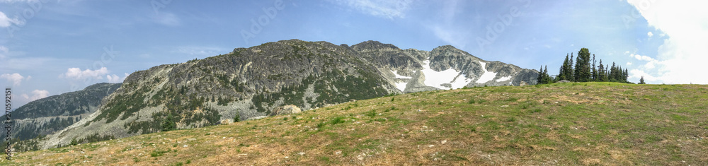 Panoramic view of beautiful Whistler mountains in summer season
