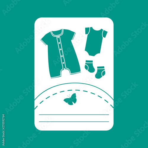 Vector illustration with baby clothes. Slip, socks