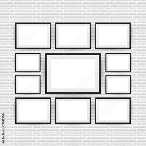 Black Picture Frame Isolated Background. Vector stock illustration.