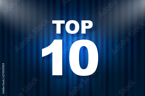 Top 10 text with illumination. Vector stock illustration